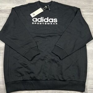 Adidas Women's Small All SZN Fleece Graphic Black Sweatshirt Loose Fit‎ HZ5740